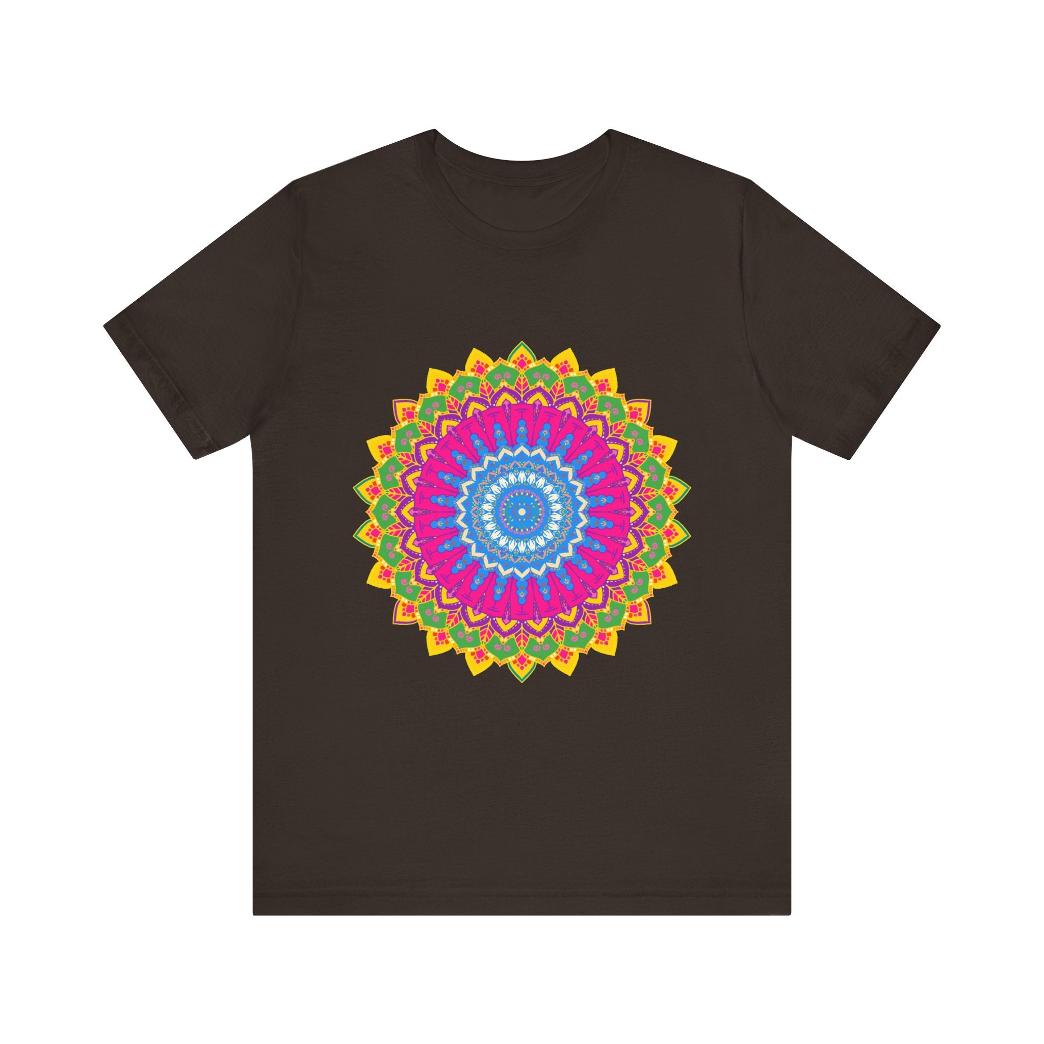 Vibrant Mandala Tee showcasing a colorful and intricate design, perfect for adding a pop of color to any outfit