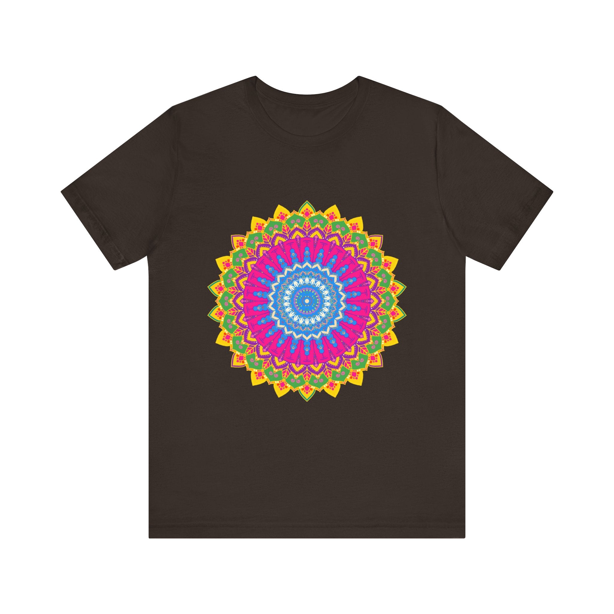 Vibrant Mandala Tee showcasing a colorful and intricate design, perfect for adding a pop of color to any outfit