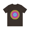 Vibrant Mandala Tee showcasing a colorful and intricate design, perfect for adding a pop of color to any outfit