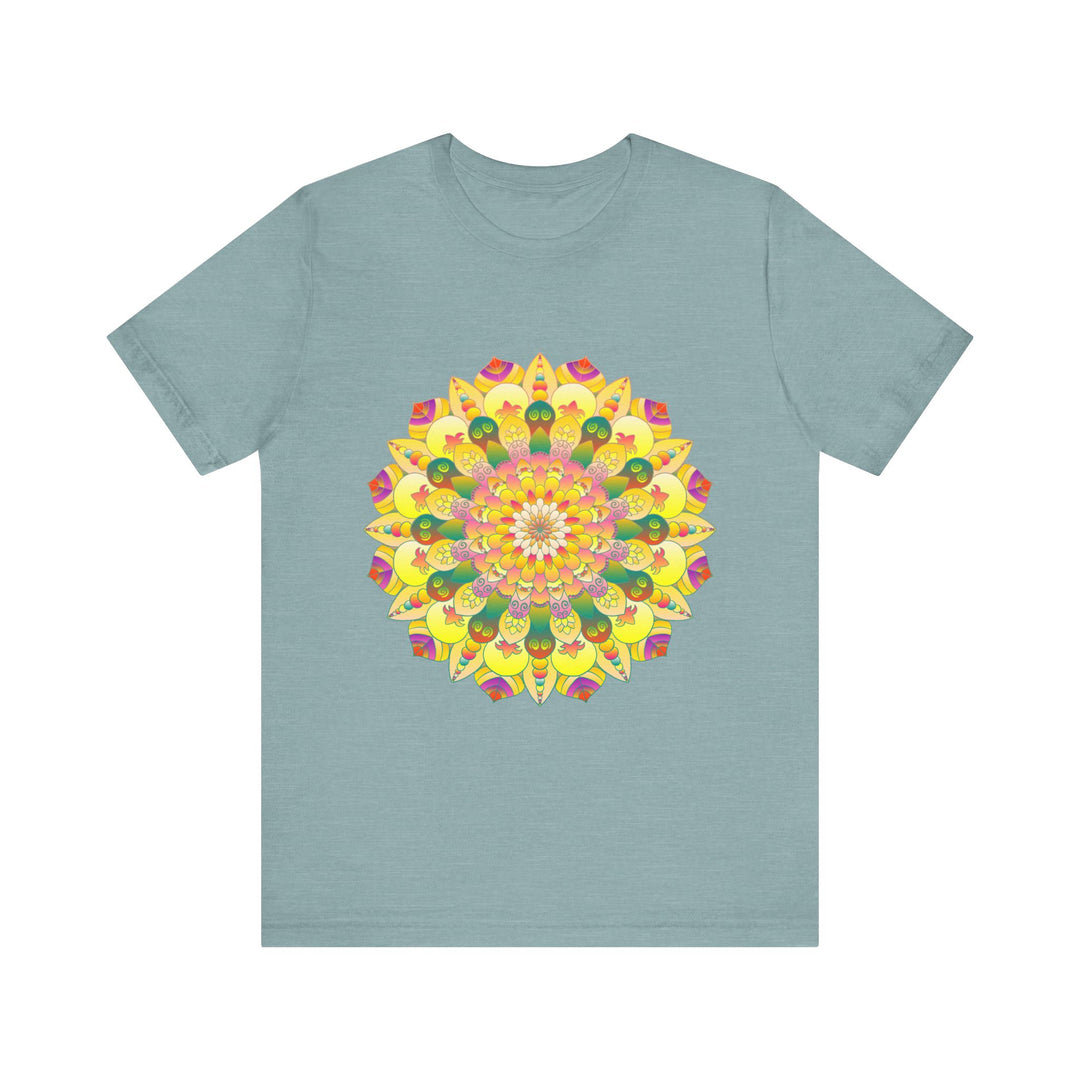 Vibrant Mandala Tee depicting a colorful and intricate spiritual design representing peace and harmony, perfect for yoga and meditation enthusiasts