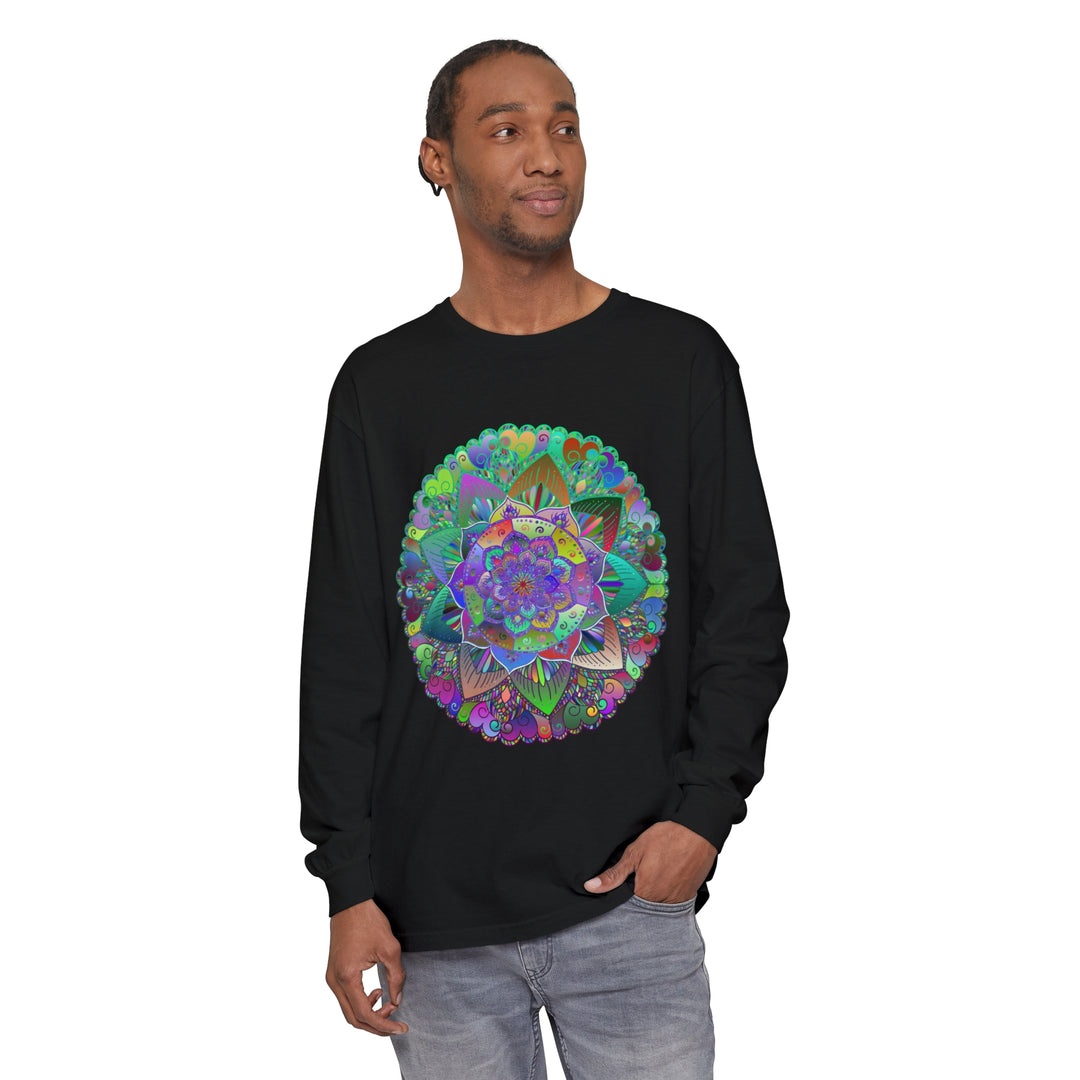 Colorful and intricate mandala design long sleeve t-shirt for all genders