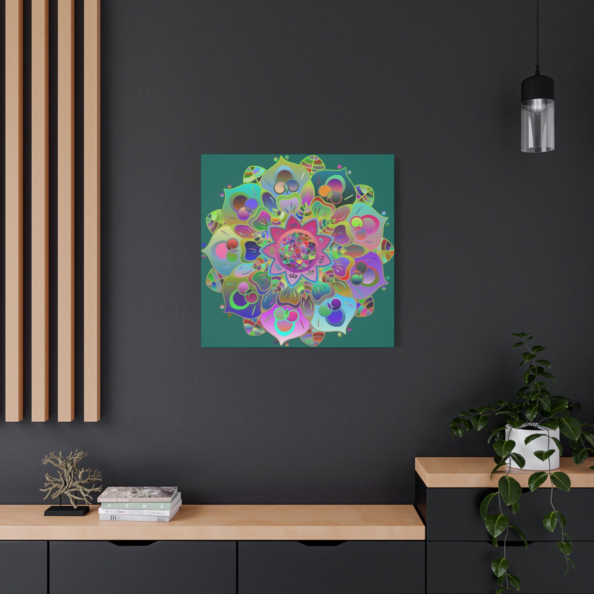 Vibrant Mandala Matte Canvas Wall Art — Colorful Boho Stretched Canvas