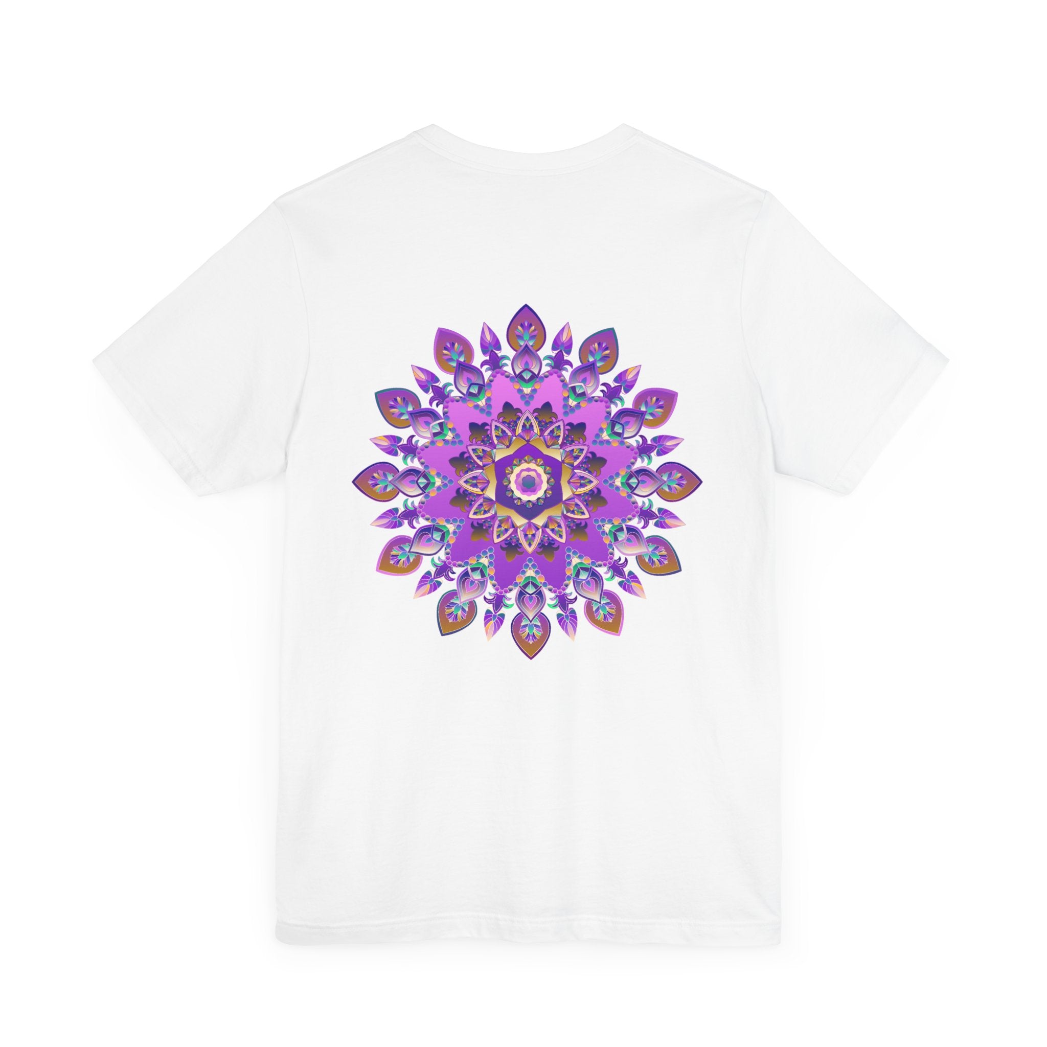 Beautiful purple t-shirt with a detailed mandala symbolizing harmony