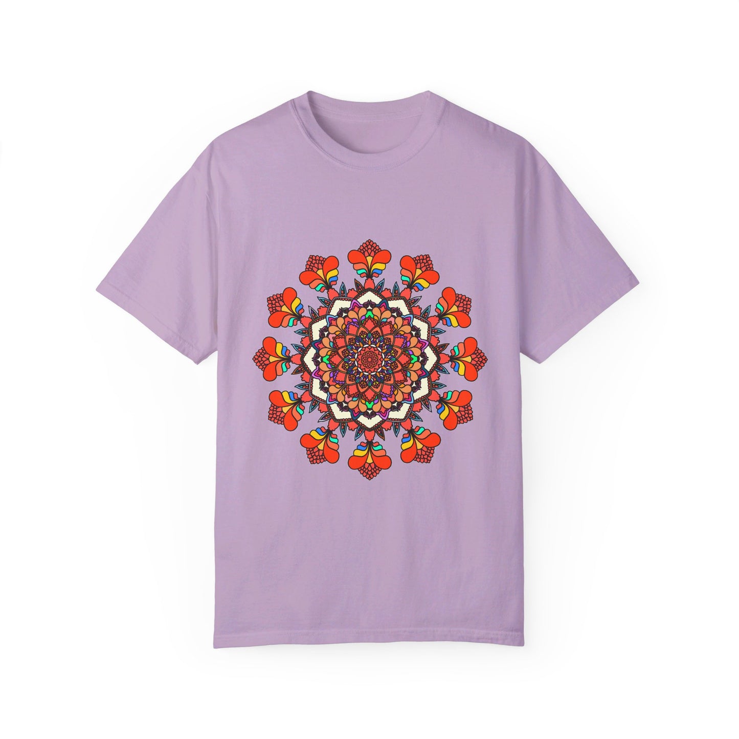 Unisex Mandala T-Shirt featuring Hand-Drawn Mandala Art, made with 100% Ring-Spun Cotton and Garment-Dyed for Extra Comfort