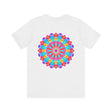 Colorful and intricate mandala design on a tee promoting spiritual peace and harmony