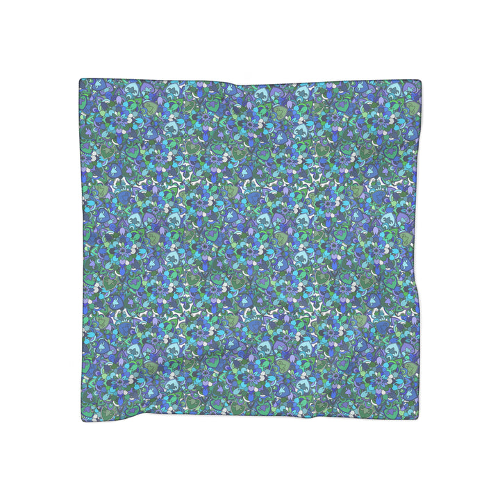 Blue Mandala Flower Light Scarf — Floral Patterned Wrap by Blululi