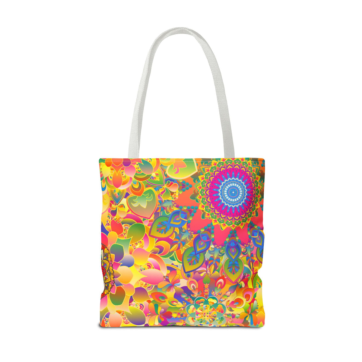 Psychedelic Floral Mandala Tote Bag