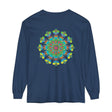 Colorful and vibrant long sleeve tie dye t-shirt with intricate mandala design