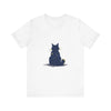 Black Cat Mystery T-Shirt - Simple & Cool: A black t-shirt featuring a mysterious black cat design, perfect for casual and stylish everyday wear