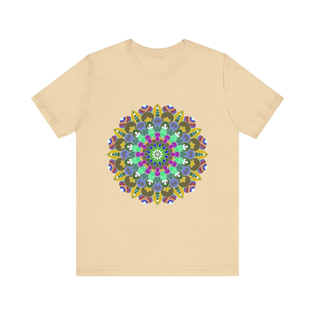 Colorful mandala peace t-shirt featuring intricate spiritual art design in vibrant hues