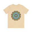 Colorful mandala peace t-shirt featuring intricate spiritual art design in vibrant hues