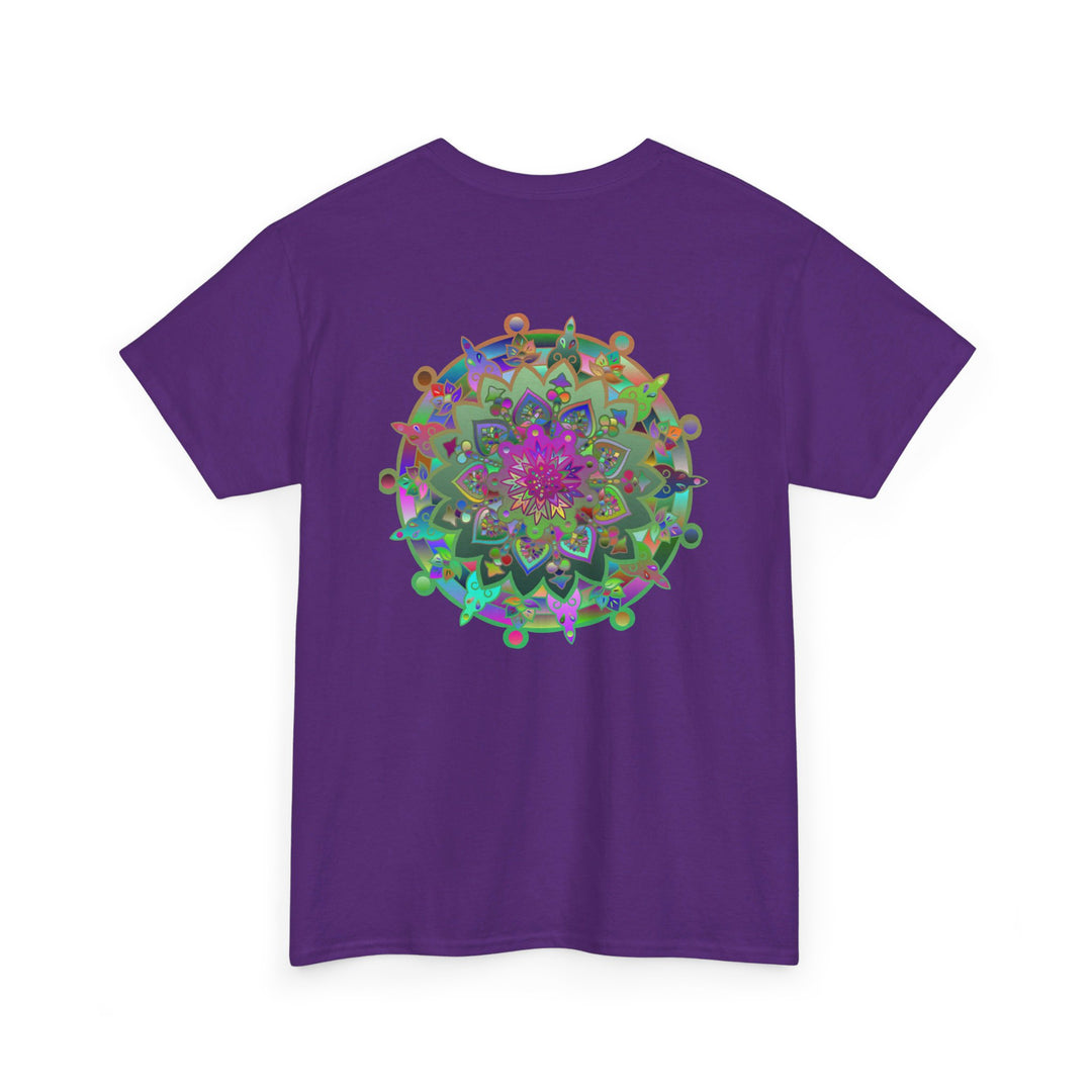 White tshirt with a colorful and meaningful mandala art print