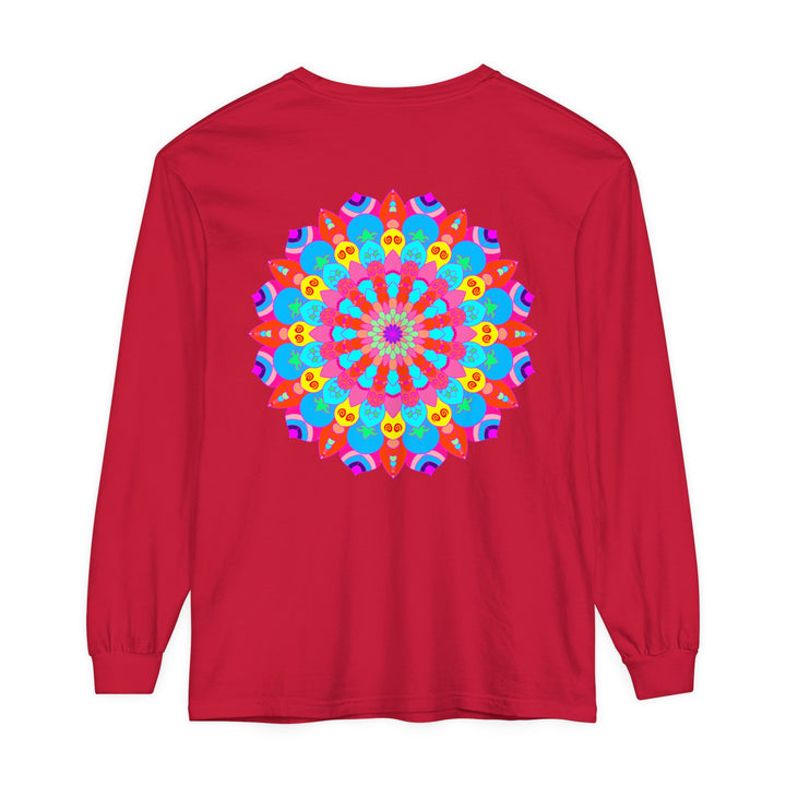 Vibrant and eye-catching unisex long sleeve tee with mandala design