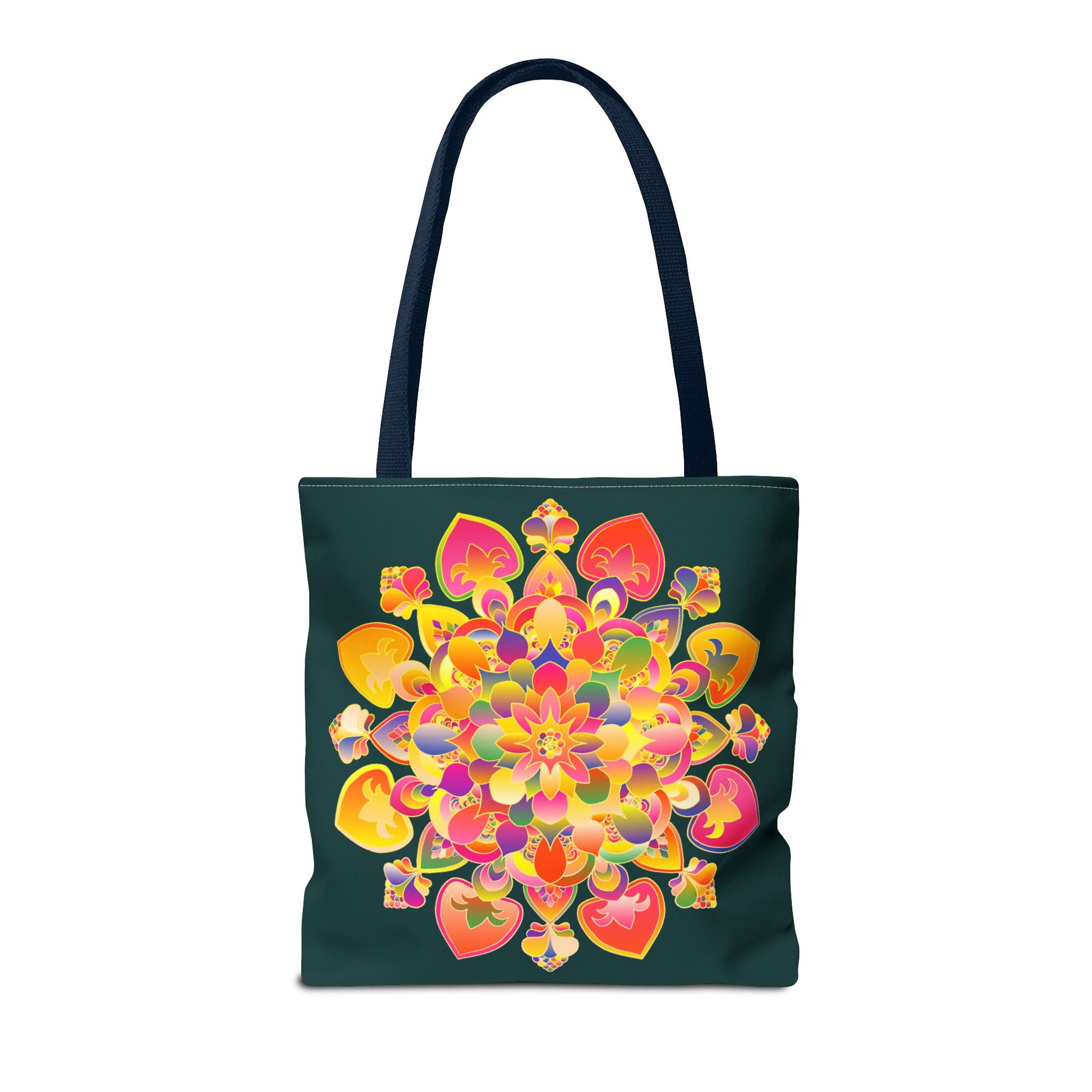 Colorful mandala lotus tote bag with intricate floral pattern and spacious interior