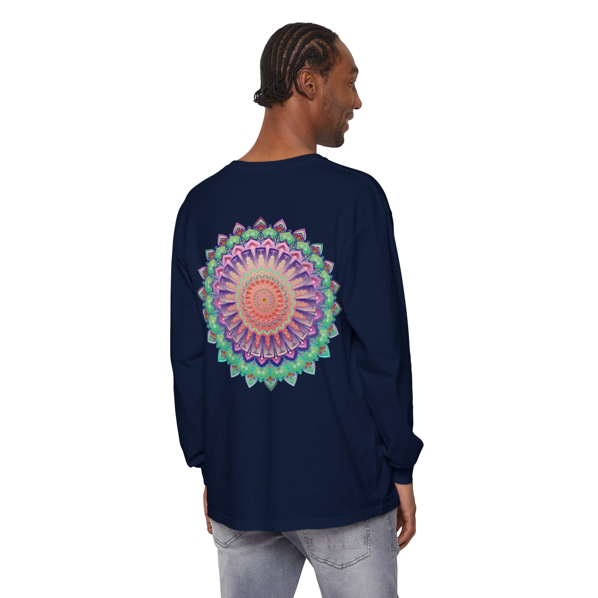 Colorful and intricate mandala design long sleeve t-shirt for men and women