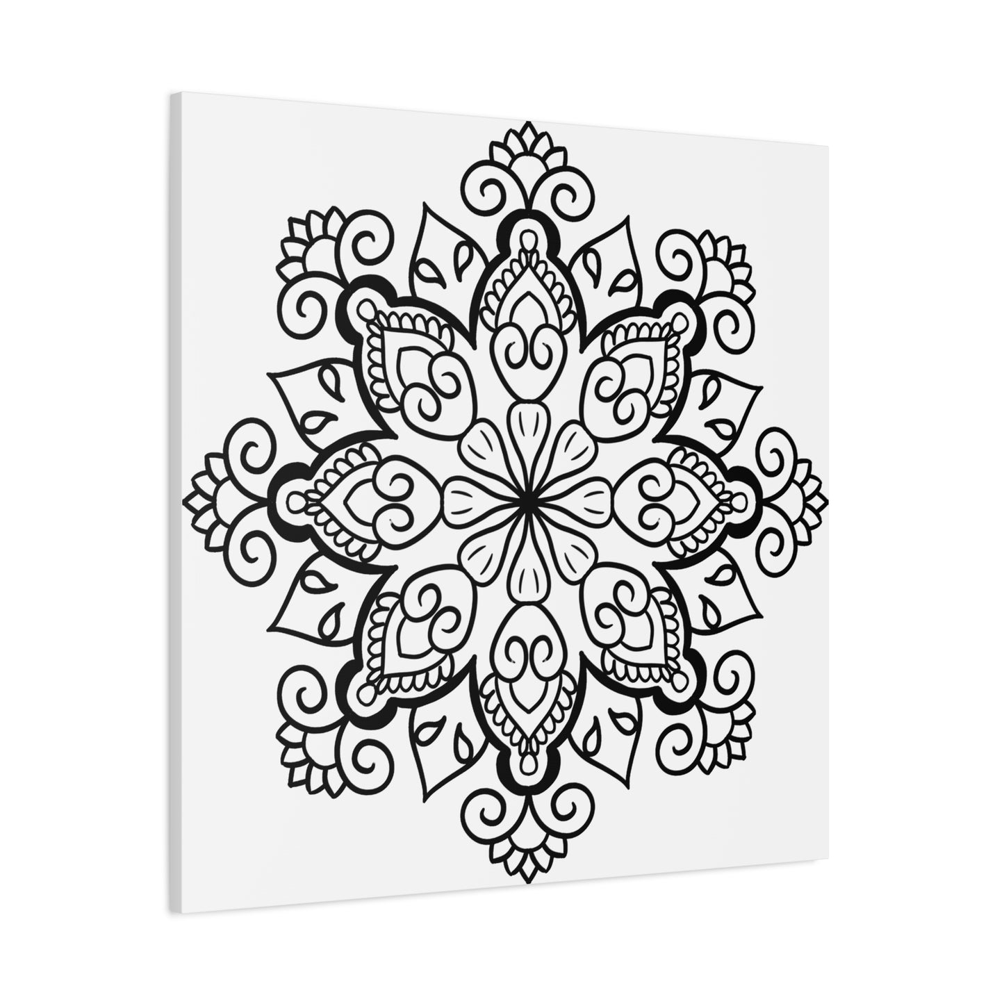 Elegant Handmade Black & White Mandala Art on stretched 125 canvas