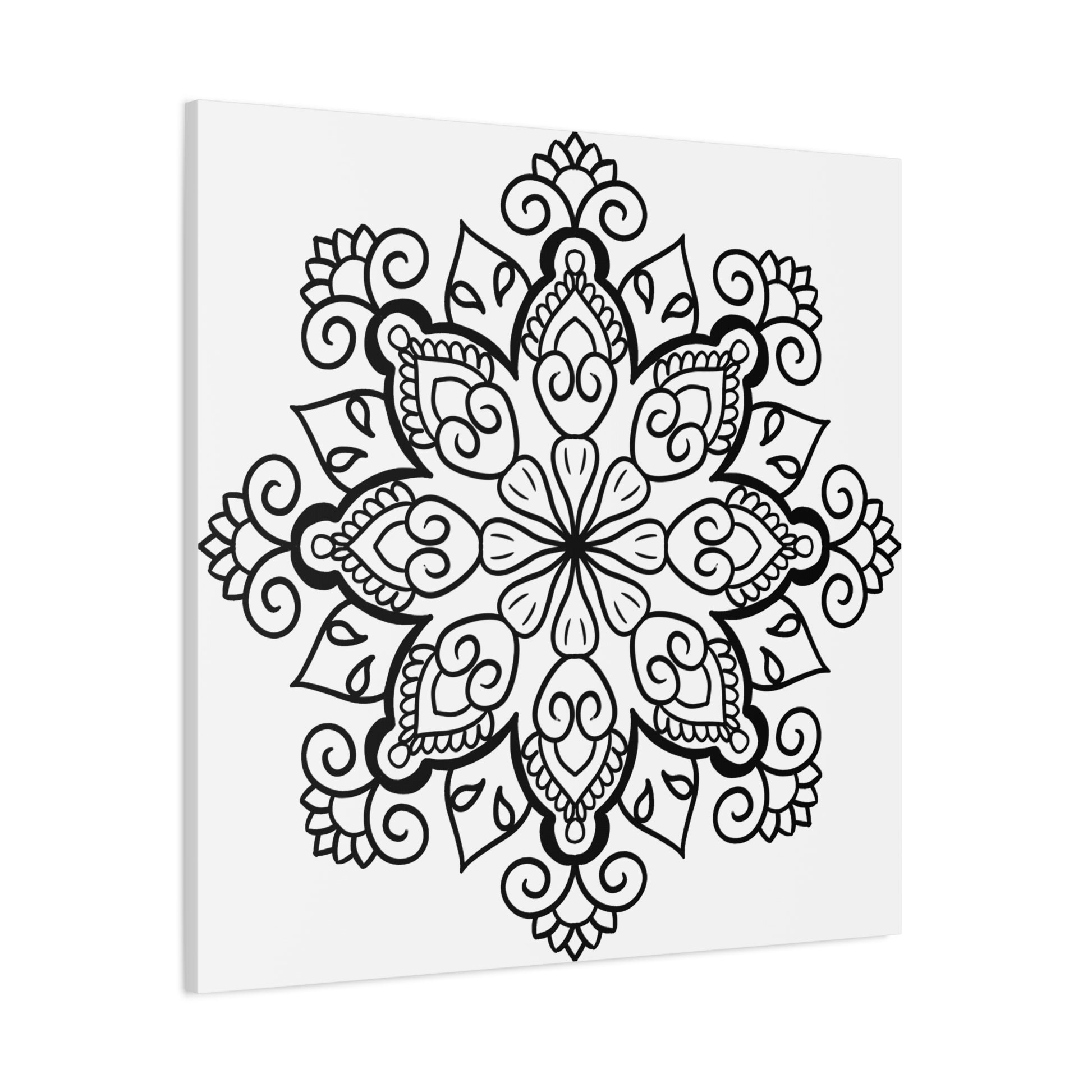 Elegant Handmade Black & White Mandala Art on stretched 125 canvas