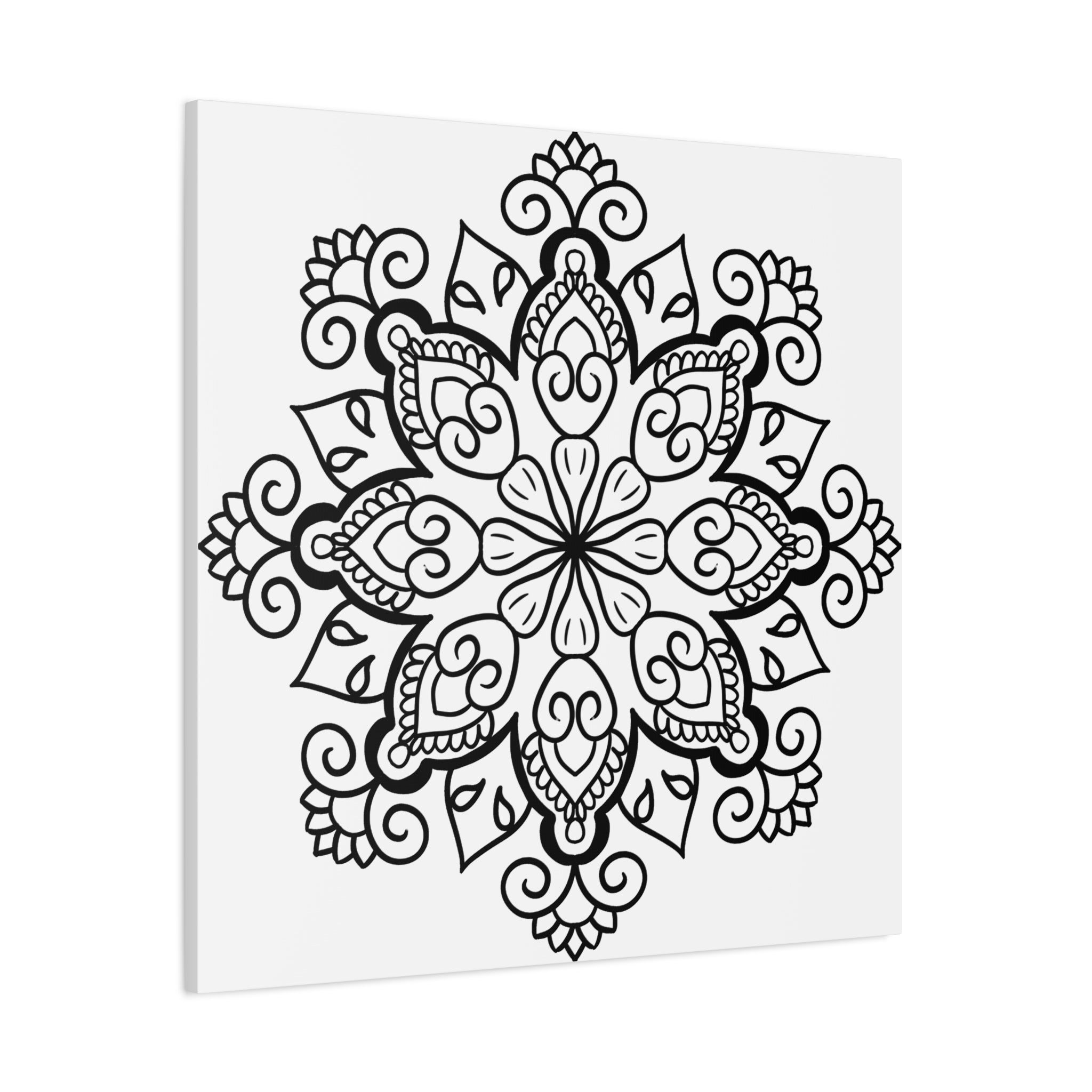 Elegant Handmade Black & White Mandala Art on stretched 125 canvas