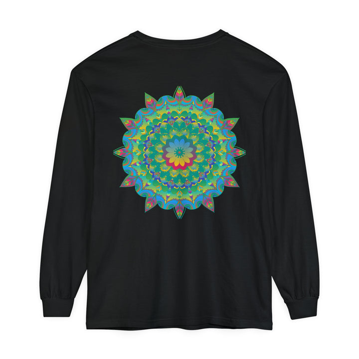 Colorful and intricate mandala design long sleeve t-shirt with psychedelic vibes