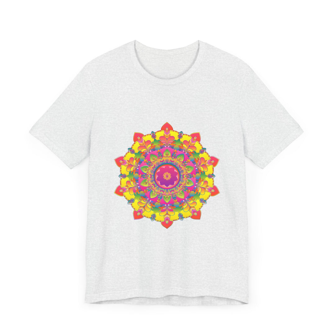 Vibrant Mandala Tee featuring a colorful and intricate floral design, perfect for adding a pop of color to your wardrobe