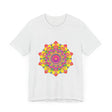 Vibrant Mandala Tee featuring a colorful and intricate floral design, perfect for adding a pop of color to your wardrobe