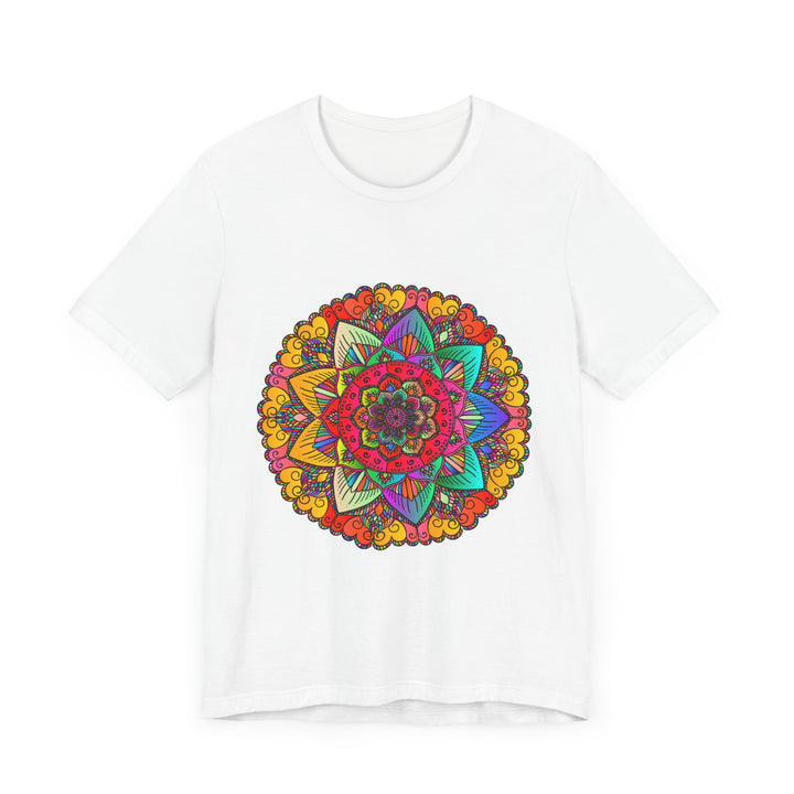 Vibrant Mandala Tee with Red and Pink Spiritual Design