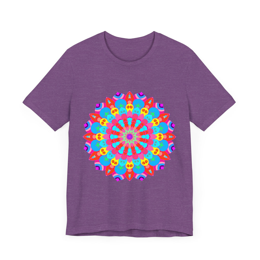 Vibrant and intricate colorful mandala t-shirt featuring psychedelic art design