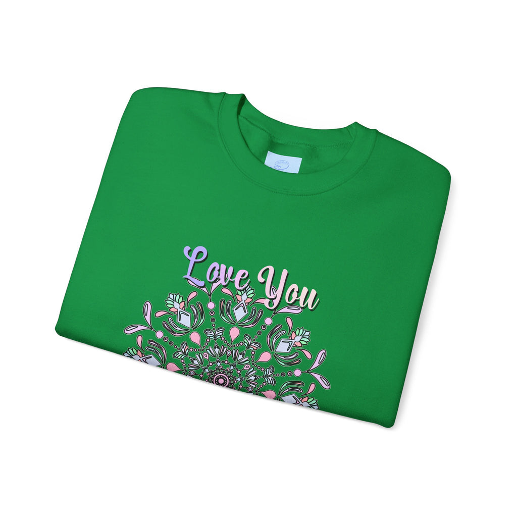 A cozy and stylish unisex crewneck sweatshirt with Love You Mom design, perfect for gifting to your mother on her birthday