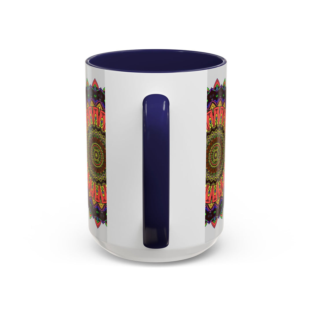 Colorful and spiritual mandala art mug, featuring intricate design and vibrant colors