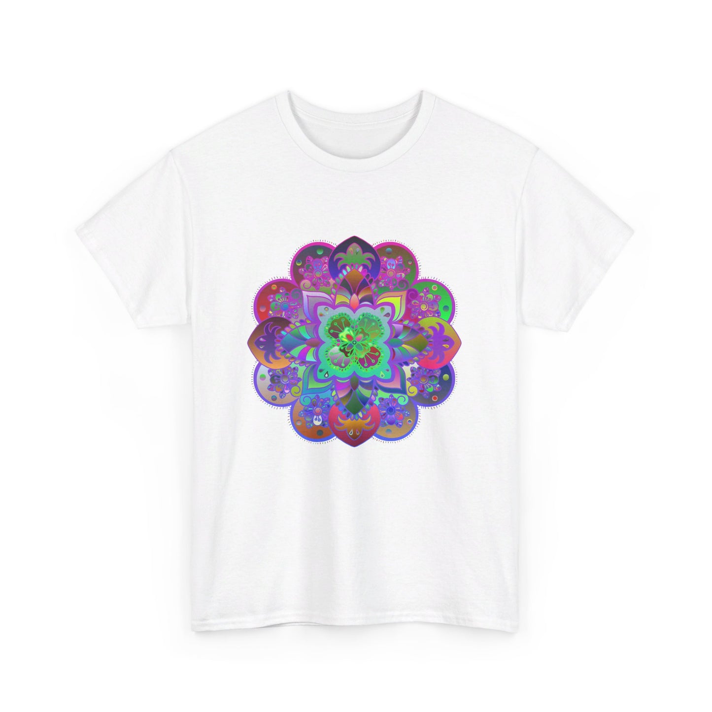 Unisex heavy cotton tee featuring a mandala art design perfect for yoga and mindfulness