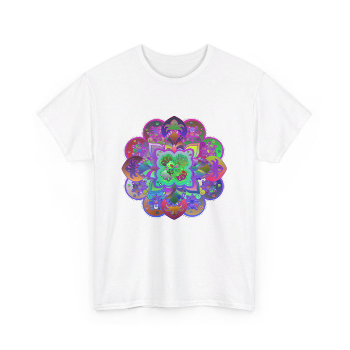 Unisex heavy cotton tee featuring a mandala art design perfect for yoga and mindfulness