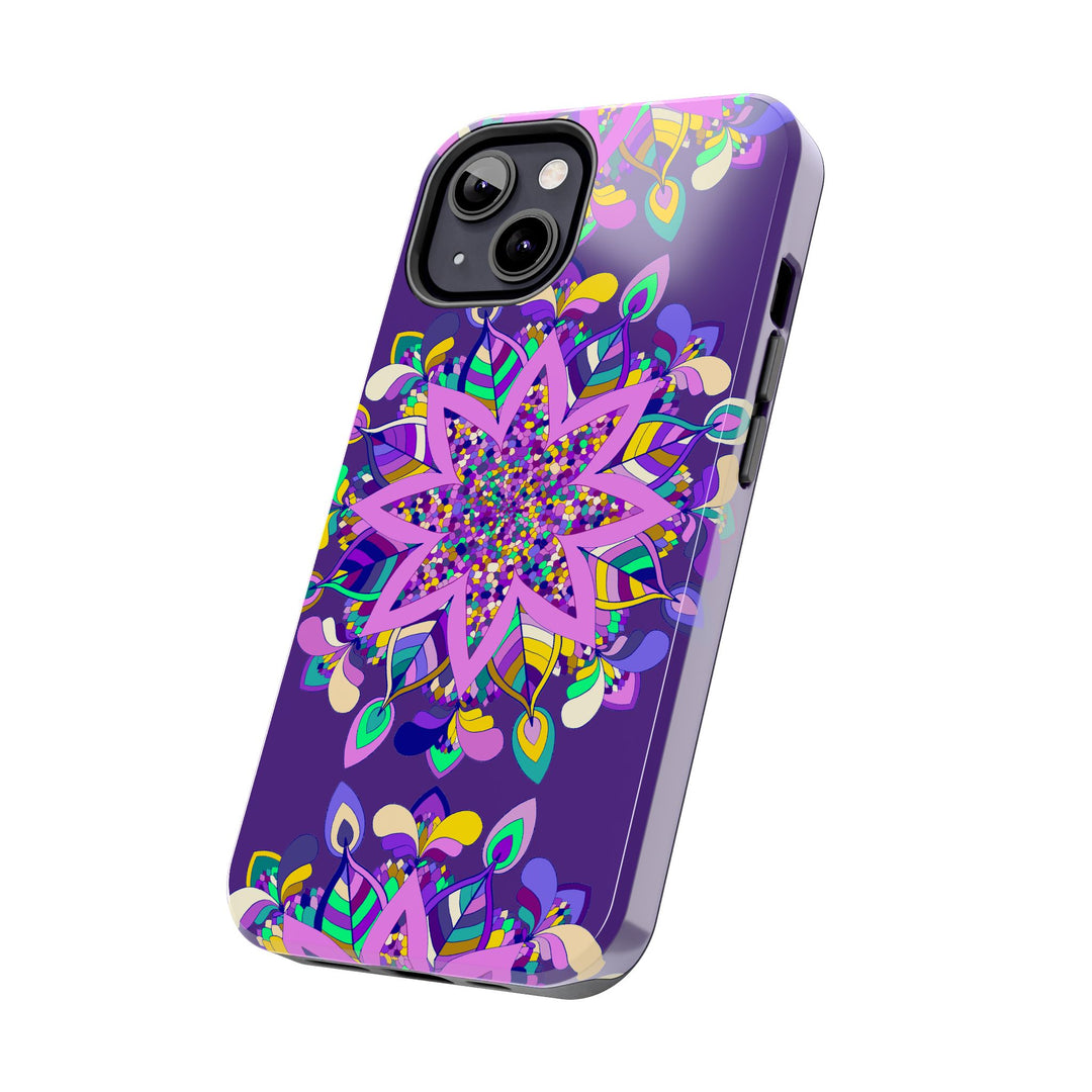 Hand drawn purple Mandala Art iPhone X/XS Phone Case featuring intricate, detailed design