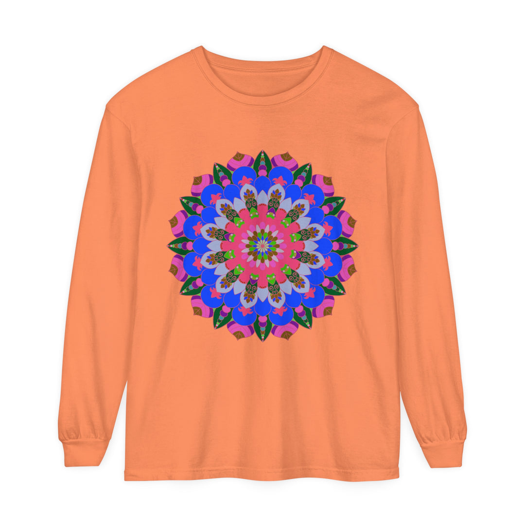 Colorful mandala long sleeve t-shirt with intricate floral design