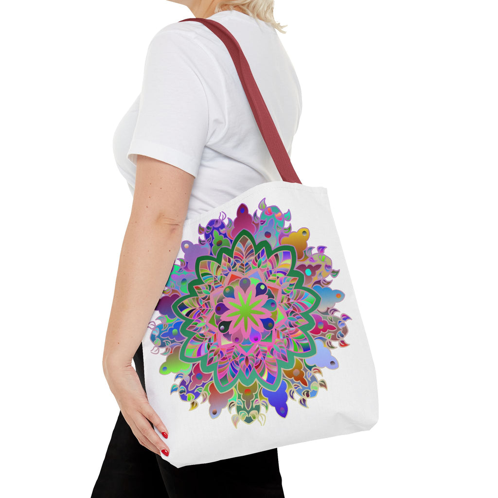 Vibrant and intricate mandala design tote bag perfect for carrying essentials