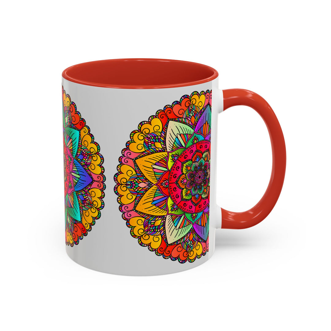 Colorful and detailed mandala pattern on ceramic coffee mug