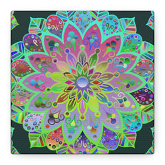 Vibrant Mandala Matte Canvas Wall Art — Colorful Floral Boho Stretched Print