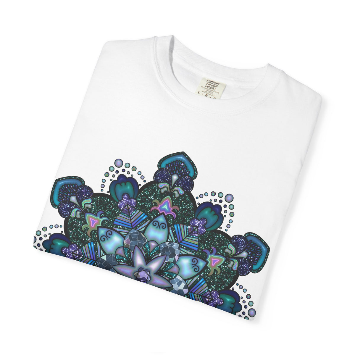 Mandala T-Shirt – Blue Purple Boho Geometric Floral Design