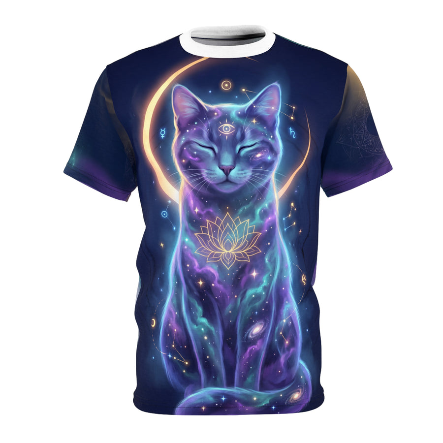Maglietta surreale con spirito di gatto cosmico