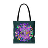 Dark green mandala print tote bag with colorful design, perfect for zen girls by Blululi