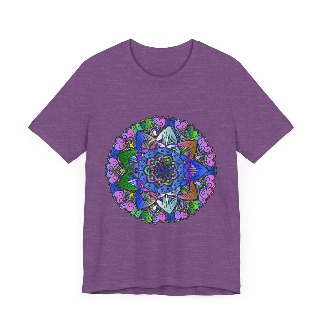 Vibrant and intricately designed mandala art t-shirt with a colorful pattern