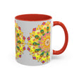  Vibrant mug showcasing a detailed and colorful floral mandala pattern 