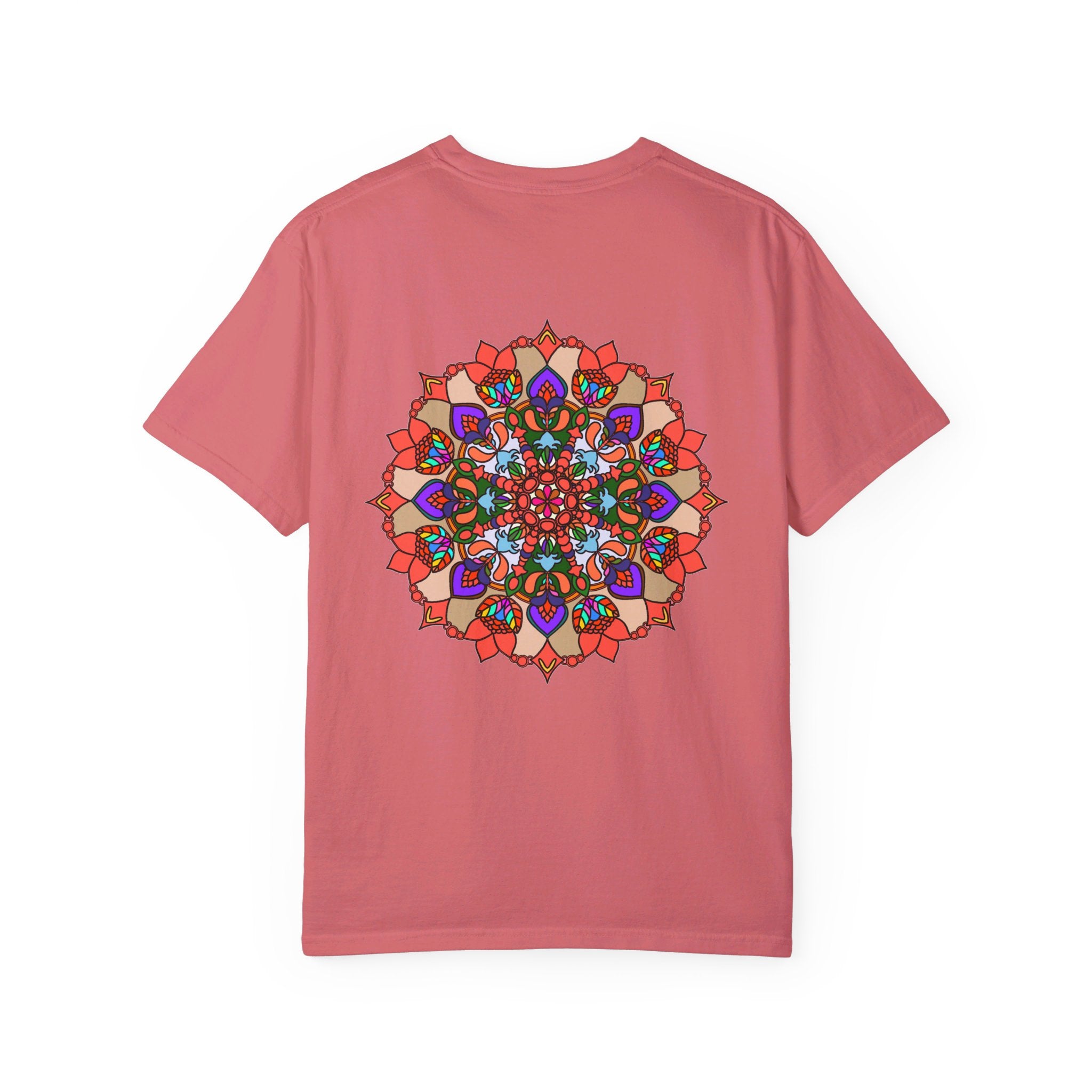 Unisex mandala t-shirt made with 100% ring-spun cotton, hand-drawn mandala art, and garment-dyed for extra comfort