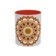 Gorgeous mandala art mug featuring light grey background with beautiful design
