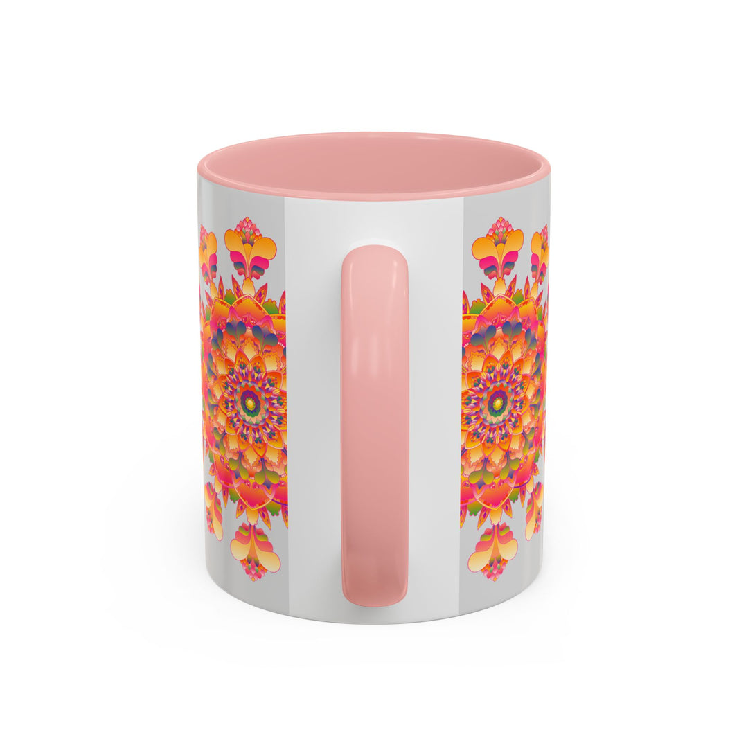 Mandala Art Mug featuring Vibrant Floral Pattern in Red, Yellow, and Blue