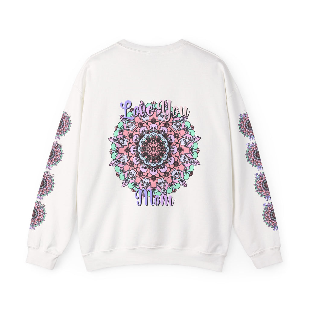 Felpa girocollo ispirata al mandala per mamme in tenui colori pastello