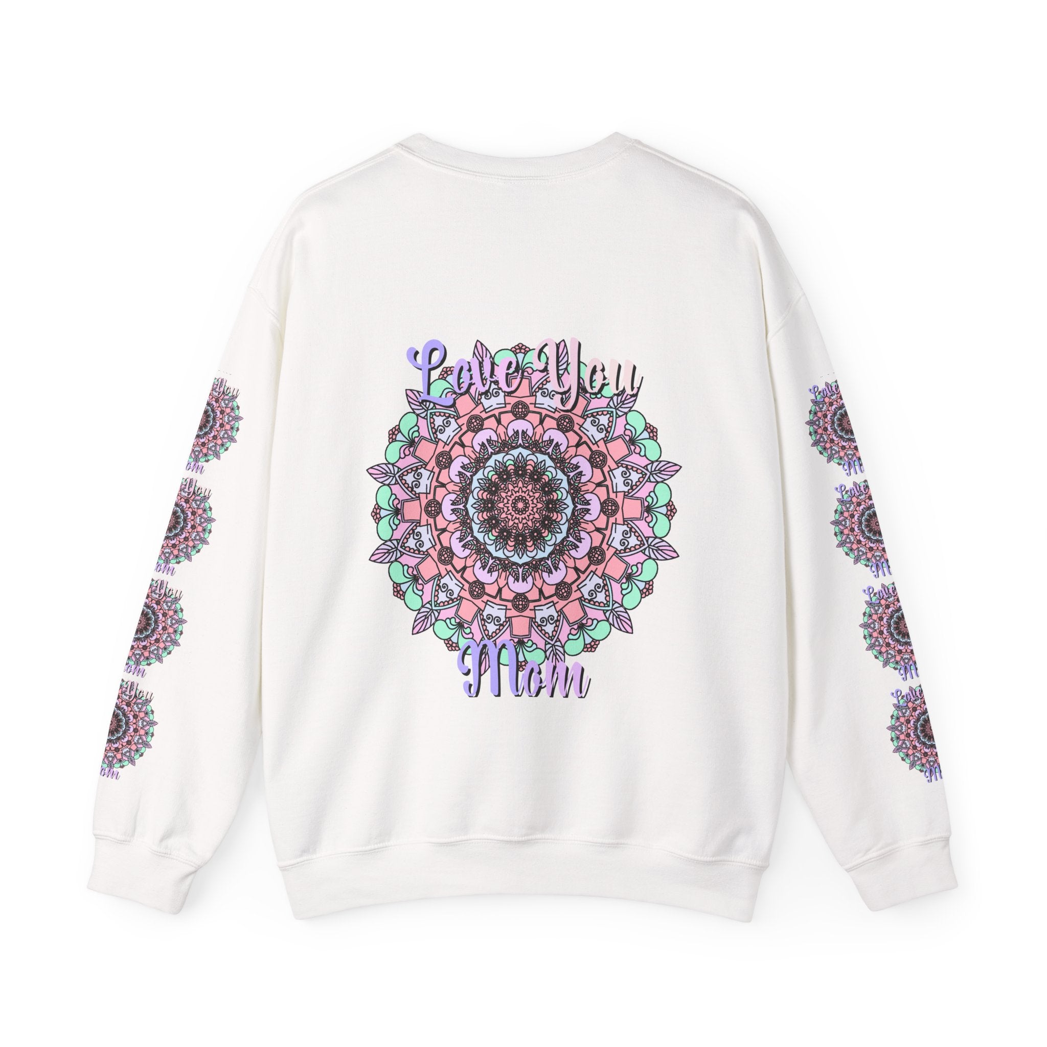Mandala Inspired Crewneck Sweatshirt for Moms in Soft Pastels