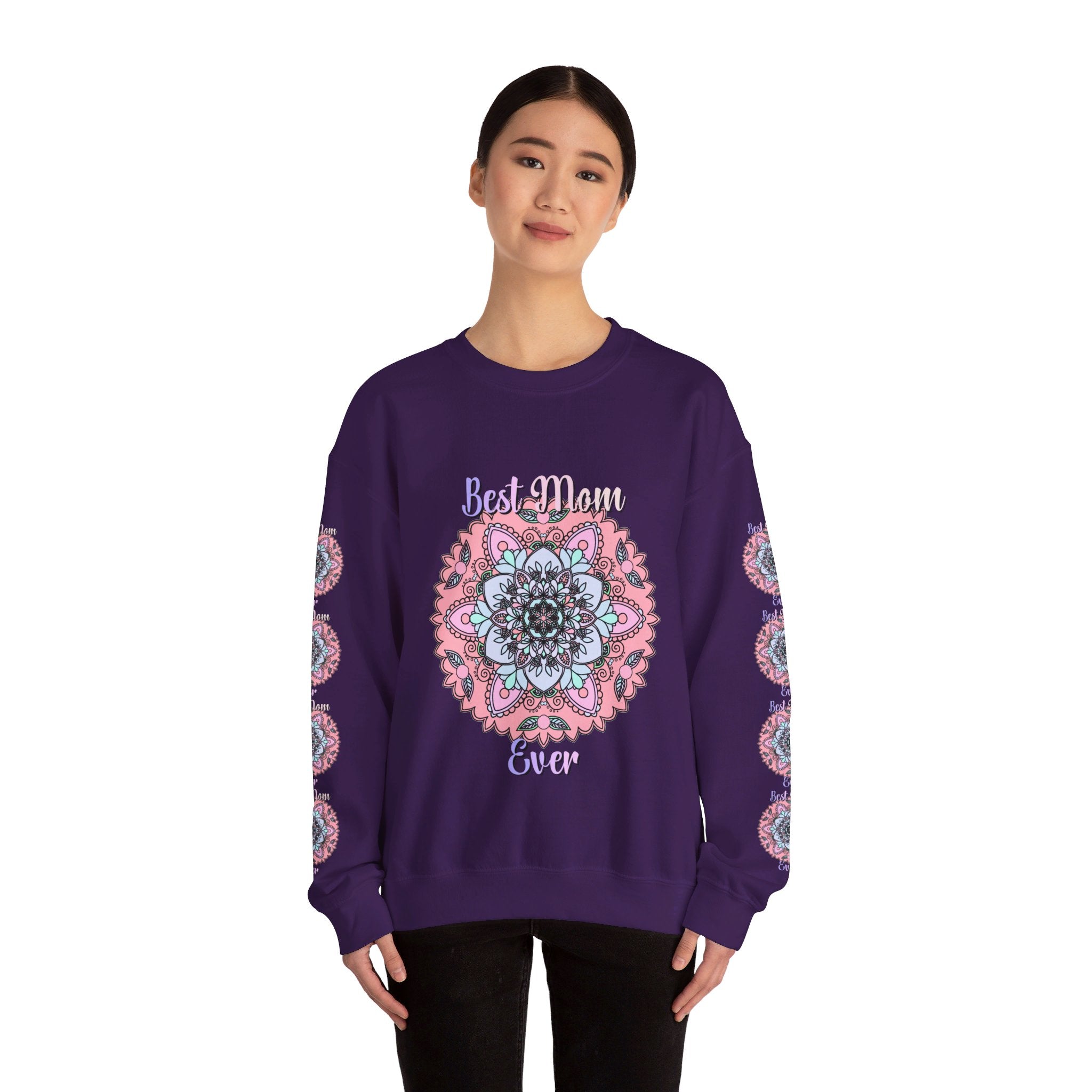  Handmade Mandala Design Crewneck Sweatshirt with Bohemian Inspired Pattern and Stylish Look