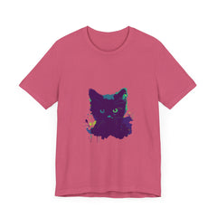 Black Cat Mystery Watercolor T-Shirt featuring a beautiful watercolor design with a mysterious black cat