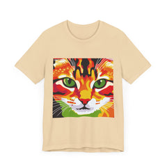 Abstract art t-shirt featuring a beautiful Savanna cat design in vibrant colors