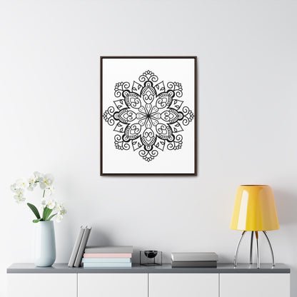 Mandala Handmade Art - Black & White Wall Art - Gallery Canvas Wraps, Vertical Frame 58